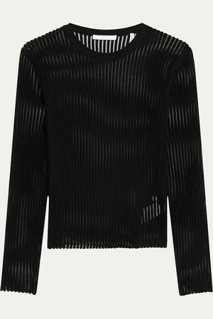 Helmut Lang Sheer Stripe Crewneck Top