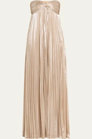 Retrofete Zoa Strapless Lamé Twisted-Bodice Gown