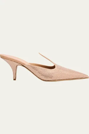 Salvatore Ferragamo Arvil Crystal Leather Mule Pumps
