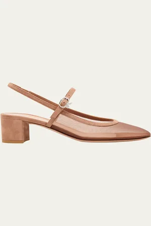 Gianvito Rossi Mesh Mary Jane Ballerina Pumps