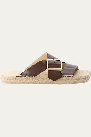 Loewe Petal Leather Crisscross Buckle Espadrille Sandals
