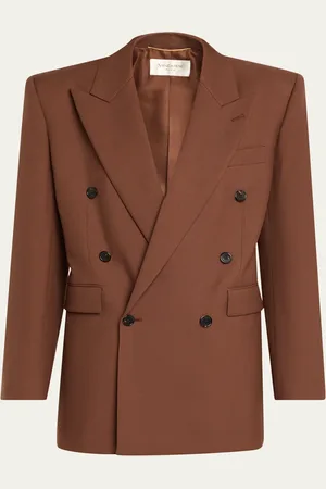 Saint Laurent Double-Breasted Strong-Shoulder Blazer