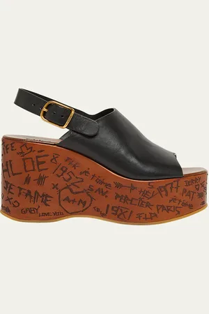 Chloé Maxime Leather Slingback Platform Sandals