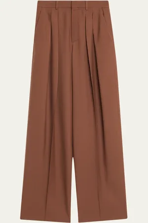Saint Laurent Double-Pleated Straight-Leg Trousers