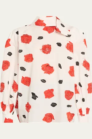 Marni Rose-Print Scarf Oversized Balloon Top