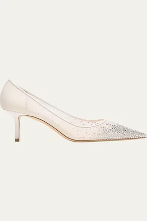 Jimmy Choo Love Embellished Mesh Kitten-Heel Pumps