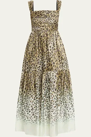 Kobi Halperin Meira Tiered Leopard-Print Midi Dress
