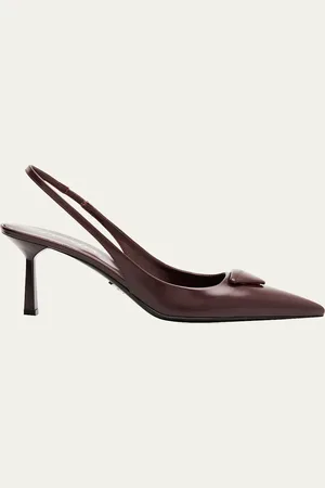 Prada Patent Padded Triangle Slingback Pumps