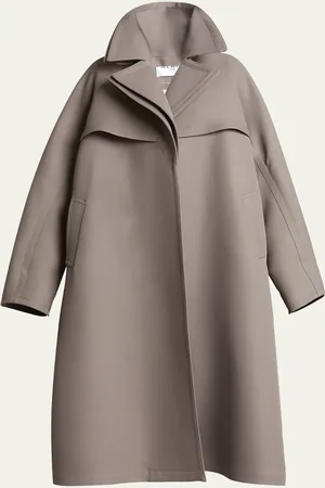 Alaïa Layered Collar Slit-Sleeve Trench Coat