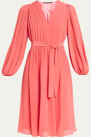 Kobi Halperin Tatum Pintuck Blouson-Sleeve Midi Dress