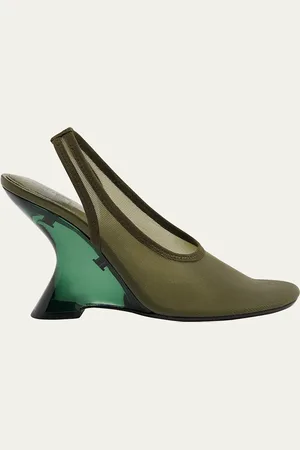 DRIES VAN NOTEN Lucite Mesh Clear-Wedge Slingback Pumps