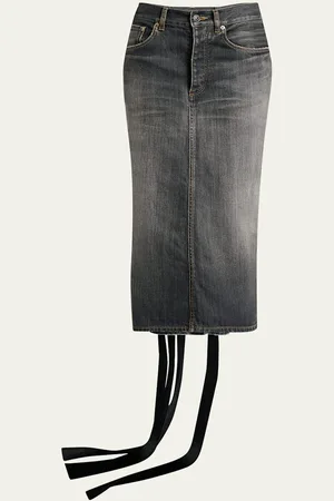 Balenciaga Lace-Up Denim Midi Skirt
