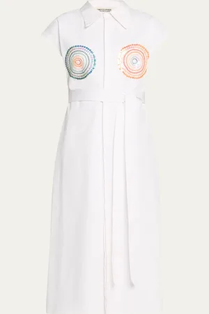 Christopher John Rogers Sequined Sleeveless Belted Shirtdress