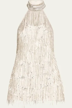 Retrofete Tori Crystal Fringe Mini Dress