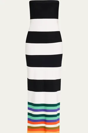 Christopher John Rogers Striped Bodycon Maxi Dress
