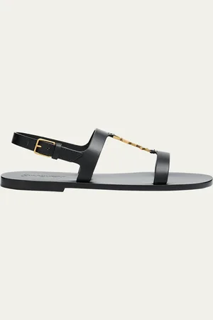 Saint Laurent Cassandra Leather YSL Slingback Sandals