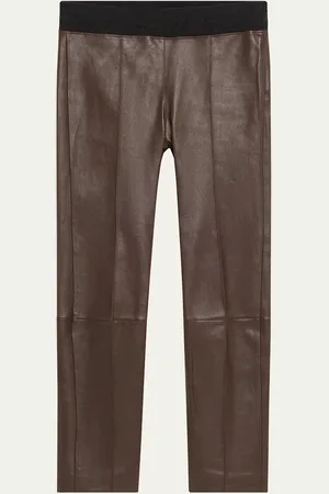Brunello Cucinelli Leather Stretch Front Seam Leggings