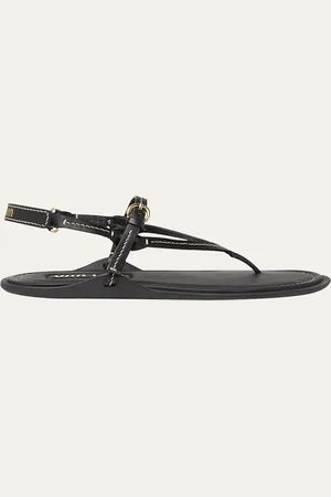 Miu Miu Thong Leather Flat Sandals