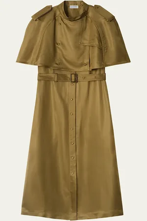 Burberry Belted Cape Viscose Trench Dress