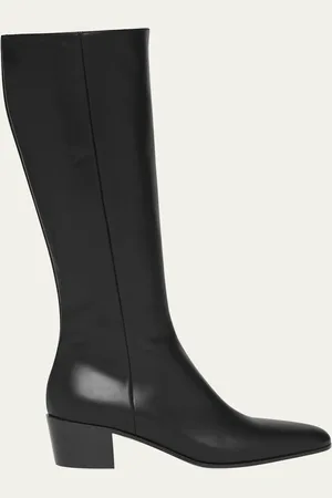 Gianvito Rossi Leather Block-Heel Knee Boots