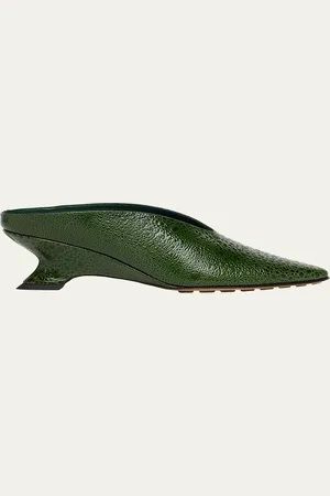 Bottega Veneta Frog-Print Leather Kitten-Heel Mules