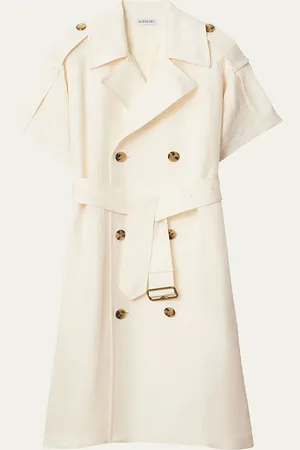 Burberry Short-Sleeve Belted Trench Dress