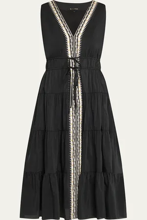 Kobi Halperin Edison Tiered Geo-Embroidered Midi Dress