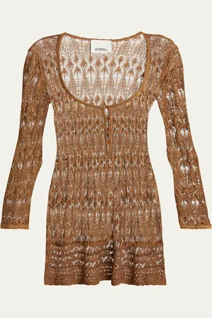 Isabel Marant Pia Crochet Long-Sleeve Mini Dress