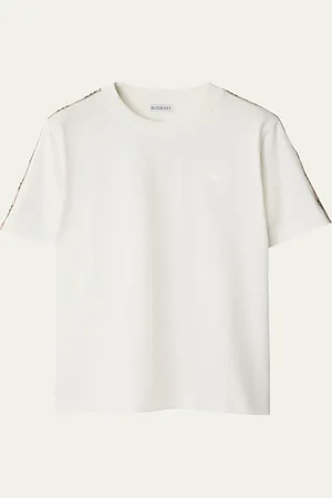 Burberry Check Shoulder-Stripe EKD Short-Sleeve T-Shirt