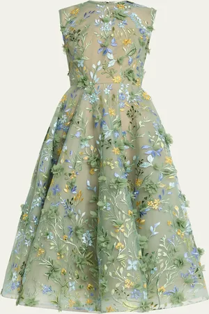 Bronx and Banco Saba Sleeveless Floral-Embroidered Midi Dress