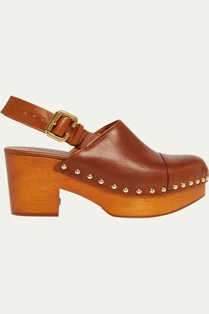 Chloé Jeannette Leather Slingback Platform Clogs
