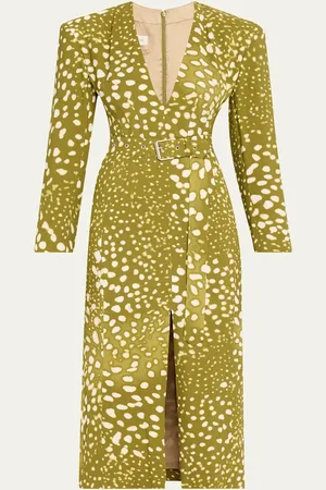 DRIES VAN NOTEN Dohana Spot Print Belted Midi Dress