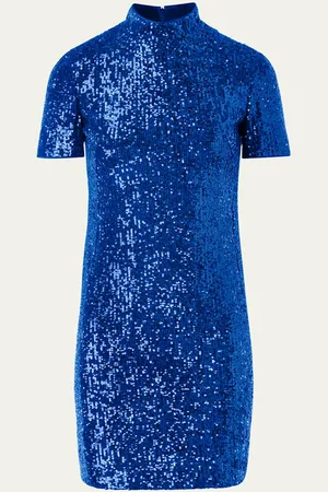 AKRIS Sequined Jersey Mock-Neck Mini Dress