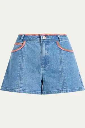Cinq A Sept Ceil Crochet Denim Shorts