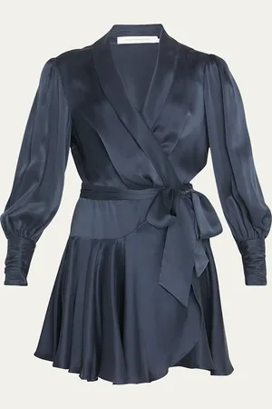 ZIMMERMANN Silk Mini Long-Sleeve Wrap Dress