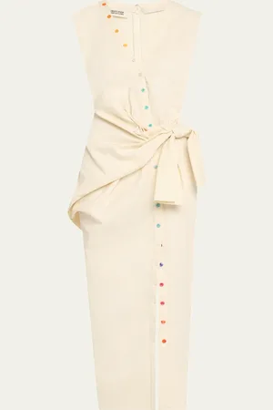 Christopher John Rogers V-Neck Sleeveless Sarong Maxi Shirtdress