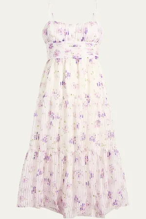 Cinq A Sept Joie Tossed Poppies Tiered Midi Dress