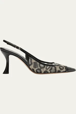 ALEXANDRE BIRMAN Olivia Leopard Mesh Slingback Pumps