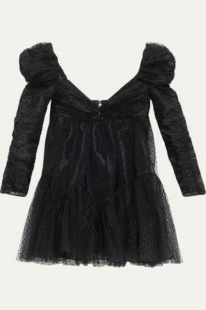 ZIMMERMANN Long-Sleeve Ruched Tulle Mini Dress