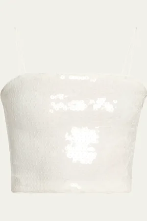 ALICE+OLIVIA Ceresi Sequined Spaghetti-Strap Bandeau Top