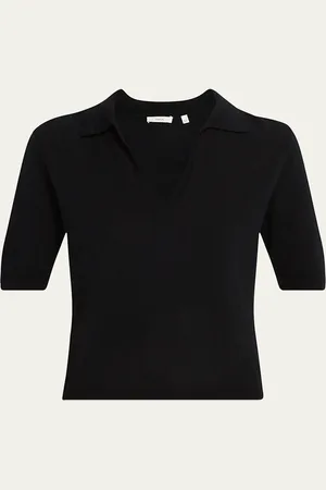 Vince Mulberry Silk and Cashmere Polo Top