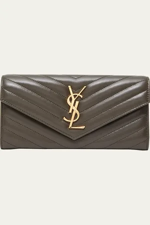 Saint Laurent YSL Monogram Large Envelope Flap Wallet in Smooth Leather