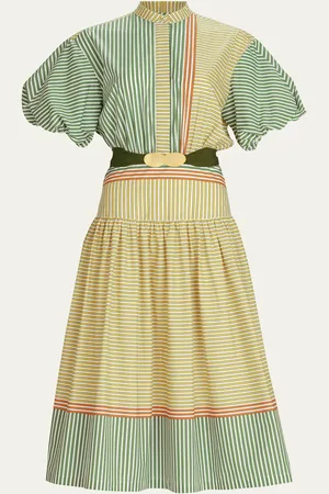 Silvia Tcherassi Jil Stripe Cotton Midi Shirt Dress