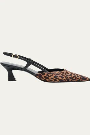 Stuart Weitzman Vinnie Leopard Kitten Slingback Pumps