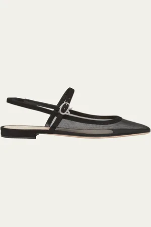 Gianvito Rossi Mesh Mary Jane Ballerina Flats