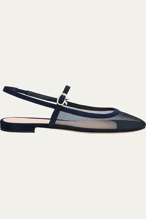 Gianvito Rossi Mesh Mary Jane Ballerina Flats