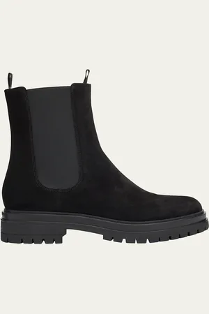Gianvito Rossi Chester Suede Lug-Sole Chelsea Ankle Boots