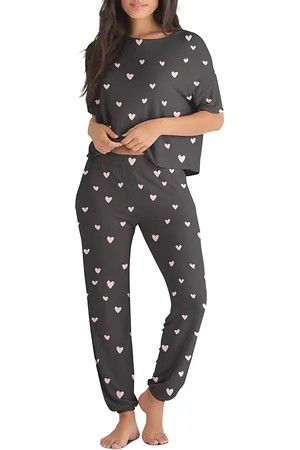 Honeydew Sun Lover Lounge Set in Black Hearts