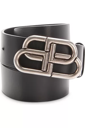 Balenciaga Men Belts - Men's Logo Buckle Leather Belt