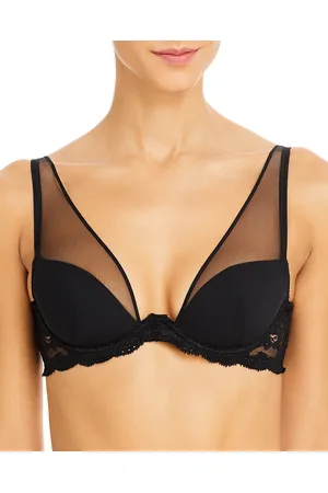 FLEUR DU MAL Charlotte Sheer Overlay Lace Plunge Bra